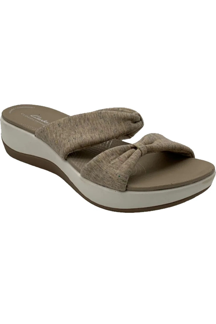 Clarks Cloudsteppers Jersey Slide Sandals Arla Coast Sand - Wide